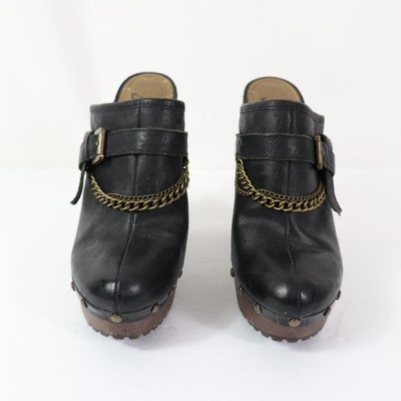 SAM EDELMAN FLAIR Chain Detail Strap Buckle LEATHER Clogs - Picture 4 of 10